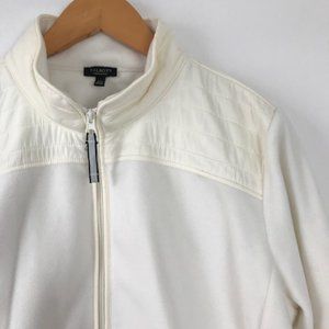Talbots Solid Polar Fleece Jacket in White/Cream